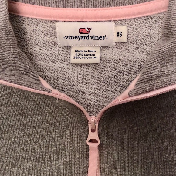 Gray w/ Pink Vineyard Vines Sweater Front Zip - Picture 1 of 4